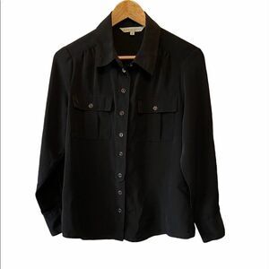 CLEO Petites Black Button Up Lightweight Top M